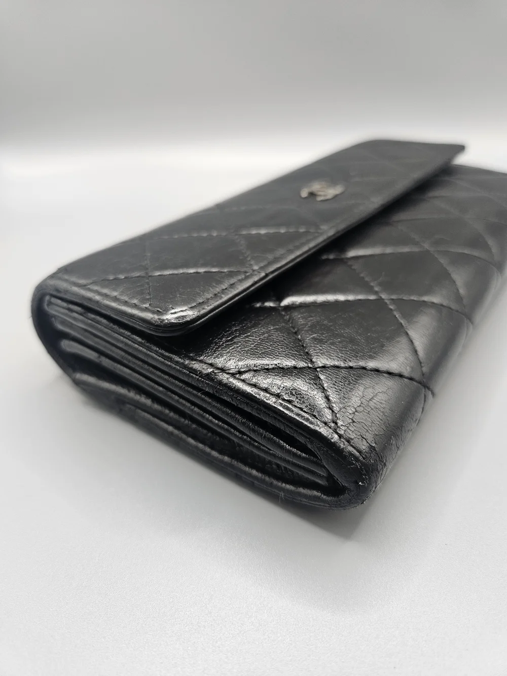 🖤CHANEL Authentic Black Quilted Leather Flap Wallet with Silver CC🖤